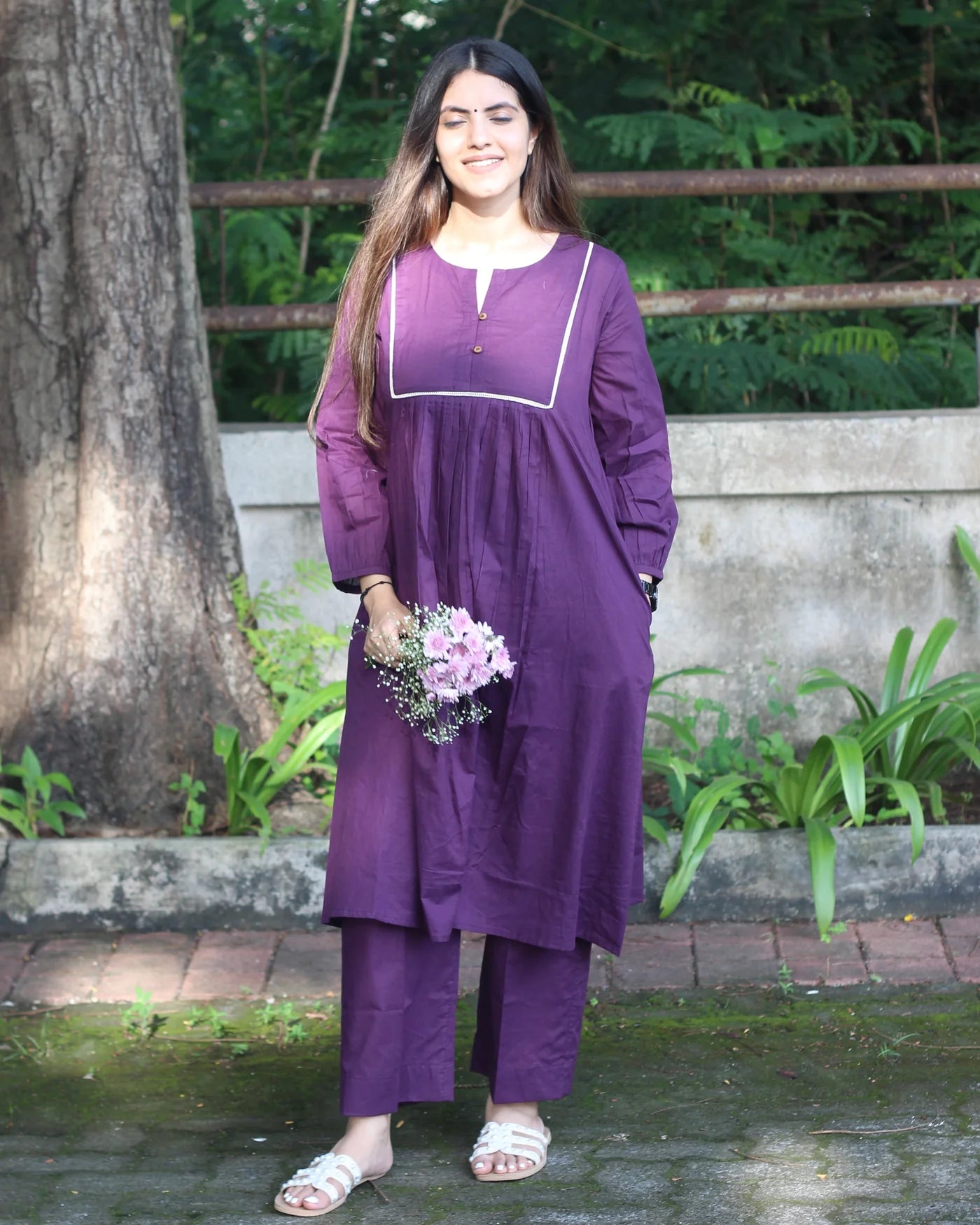 Premium Cotton Dark Purple Kurta Set
