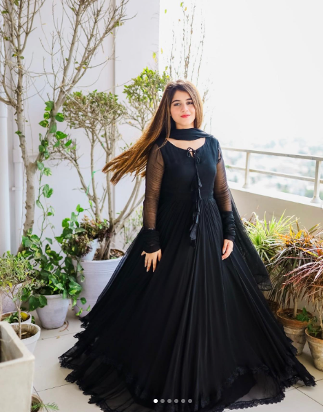 Boshon Black Georgette With Inner Designer Gown&nbsp;