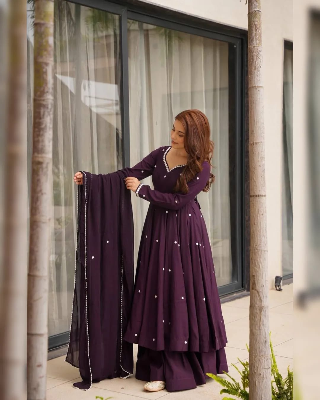 Party Wear Lace Work Cotton Suit Set